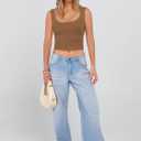 ANRABESS Tank Tops for Women Scoop Neck Crop Sleeveless Top Summer Going Out Basic Tee Cute Ribbed Slim Shirts Clothes 2026 (Brown, S)