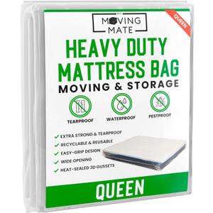 Queen Mattress Bags for Moving, Queen Mattress Bag for Storage, Plastic Cover for Bed Storage & Disposal, Matress Bag Protector XL - 60 x 100 x 14 inch