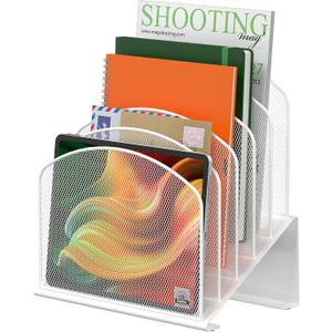 Inclined Desk File Organizer,Vertical File Folder Holder Stand Metal Rack File Sorter for Office Classroom Desktop Organization (1Pack, White)