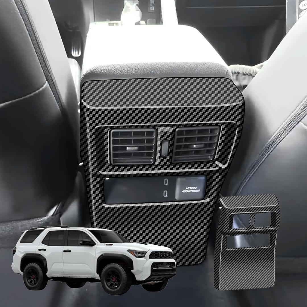 Rear Air Vent Kick Guard for 2025 and 2026 Toyota 4Runner Accessories, Carbon Fiber Pattern Back Seat Air Outlet Trim, Interior Protector Compatible with 4Runner Accessories (Carbon fiber stripe)