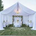Outpain 50ftx40ft White Backdrop Ceiling Drapes, 10Panels 40ft Height Wrinkle Free Tent Draping Curtains, Fabric Drapery Ceiling Drapes for Wedding Ceremony Birthday Theme Parties with Rod Pocket