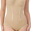 Maidenform Women's Shapewear Tummy Control Bodysuit, Built-In Bra Convertible to Strapless, Ultra Firm Shapewear Bodysuit (34B, Latte Lift)