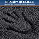 Smiry Luxury Chenille Bathroom Rugs 44x32, Extra Soft and Absorbent Shaggy Bath Mat, Machine Washable, Non-Slip Plush Carpet Runner for Tub, Shower, and Floor, Home Decor Accessories, Charcoal Grey