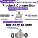 3/4'' Female NPT Ball Valve 304 Stainless Steel Full Port Threaded,Heavy Duty Shut Off Valve for Compressed Air,Water,Oil,Gas with Blue Handle,7PCS