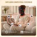 Red Light Therapy Mask for Face & Neck Skin Care, 7-Color Infrared Facial Mask with 309 LED Chips, 5 Brightness, Rechargeable Controller for Anti-Aging, Skin Firming & Radiant Glow at Home (Black)
