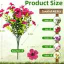 CLEANGOR 48 Pcs Artificial Flowers for Outdoors (6 Color) | UV Resistant Artificial Outdoor Plants, Fake Daisy with Eucalyptus Leaves, for Spring Summer Garden, Porch, Home Decor