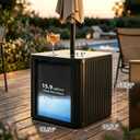 2-in-1 Umbrella Side Table 16.54" Outdoor Patio Table with Fillable 15 Gal Water/Sand Base, Fits 1.5" Pole, UV Resistant for Pool, Deck, Garden (Black)