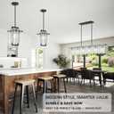 Modern Black Pendant Lights Kitchen Island, Pendant Light Fixtures with Water Ripple Glass, Elegant Adjustable Pendant Lighting, Island Lights for Kitchen, Dining Room, L7.3 x W11.6