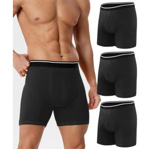 Incontinence Underwear for Men 150ML Absorbent Washable Reusable Leak Proof Cotton Protective Boxer Briefs 3 Pack (Black, XX-Large)