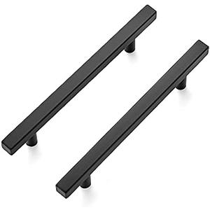 Ravinte 30 Pack 7.38'' Square Cabinet Pulls Matte Black Stainless Steel Kitchen Drawer Pulls Cabinet Handles 7-3/8”Length,5” Hole Center