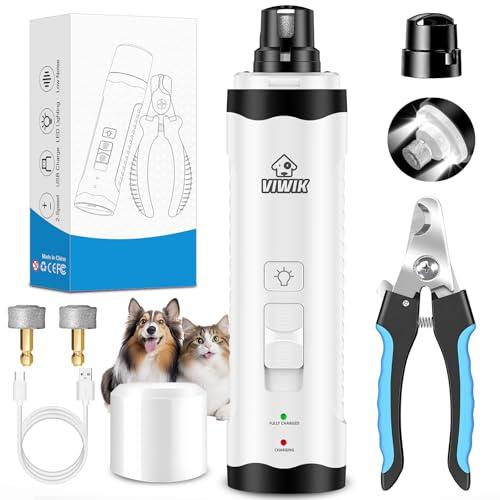 VIWIK Dog Nail Trimmers with Light, Cat Dog Nail Clippers, Dog Nail Grinder Quiet for Large Medium Small Dogs Paw & Cats Claw, Electric 2-Speed Pet Toenail Grooming Supplies, Gifts for Dog Lovers.Missing Parts