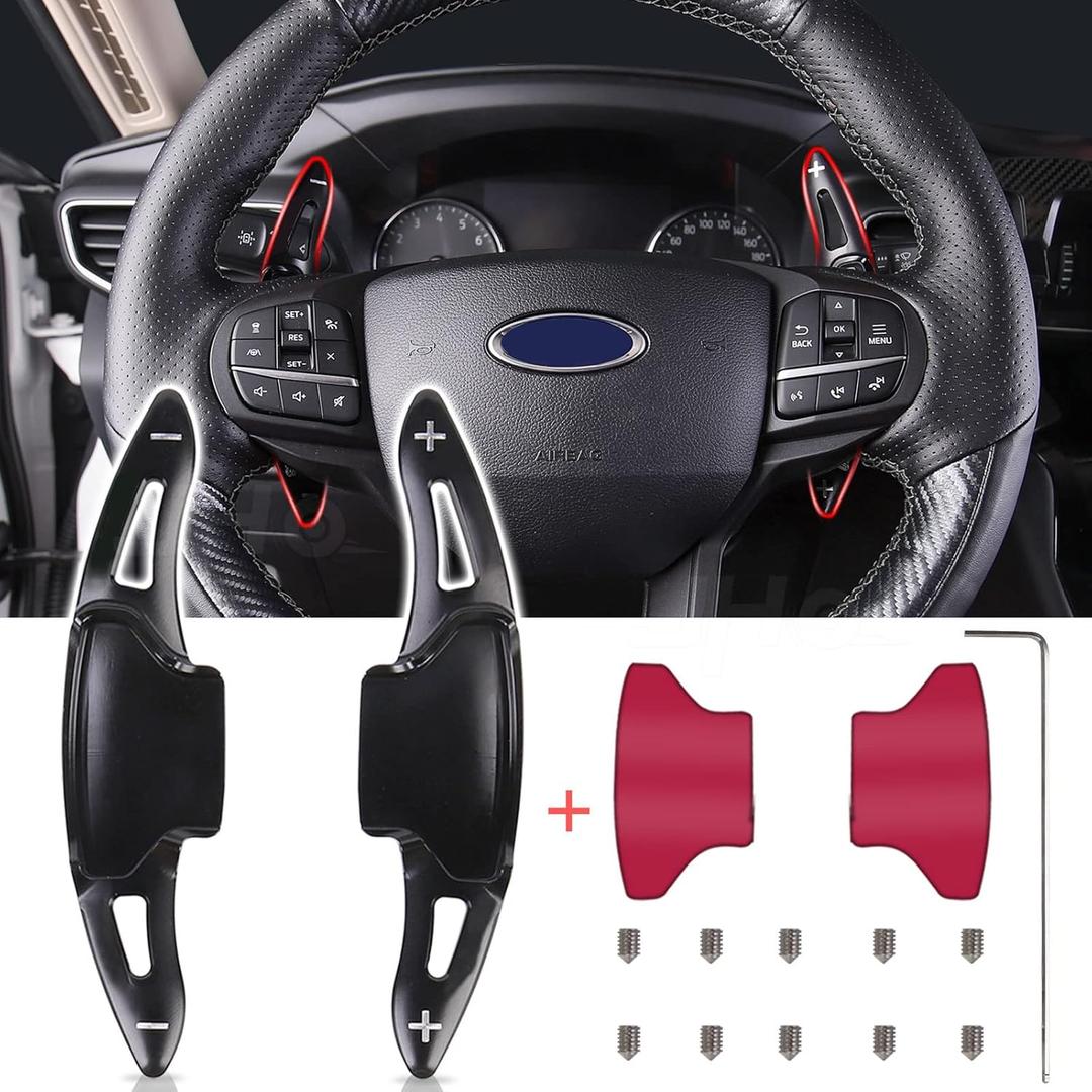 JHO Car Steering Wheel Shifter Extension Paddle for Ford Explorer 2020 2021 Base XLT Limited Platinum Interior Accessories (black)