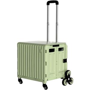 Rolling Collapsible Cart with Stair:Climbing Wheels Foldable Teacher Tote Box Crate for Books Files - Portable Storage Cart for Grocery Travel Trade Show Essentials