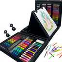 DLUCKY 208 PCS Art Supplies, Drawing Art Kit Adults Art Set with Double Sided Trifold Easel, Oil Pastels, Crayons, Colored Pencils, Watercolor Pens Gift for Girls Boys Artist,Black
