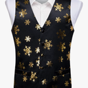 DiBanGu Mens Christmas Vest and Bow Tie Set Festival Christmas Snowflake Suit Vest for XmasNew Year Party Formal, Size Small