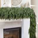 9FT Thick Christmas Garland with 240 Cedar Branches, Real Touch Green Cedar Garland for Christmas Decorations, Artificial Greenery Garland for Table, Mantle, Wall, Indoor, Outdoor Holiday Decor (Cedar 9FT Ultra Full(1200 Tips))