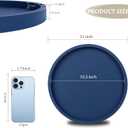Silicone Bathroom Tray Round Vanity Tray Decorative Soap Holder Kitchen Countertop Organizer Coffee Table Decor for Candle, Perfume, Plant, 11 Inch, Dark Blue