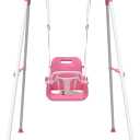 Multifunctional Toddler Swing, Foldable Baby Swing Outdoor & Indoor Use, Easily Installable and Storable Swing Sets for Backyard (Pink)