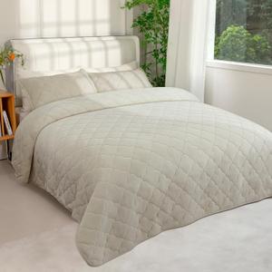 Velvet Quilt Set Queen Size - Luxury Lightweight Velvet Bed Comforter & 2 Pillow Shams | Oversized Coverlet Bedspread 3 Piece | Oeko-TEX All Season Bedding Khaki