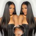 Wear and Go Glueless Wigs Human Hair Pre Plucked Pre Cut 6x4 Straight Lace Front Wigs Human Hair Wigs for Women No Glue Hd Lace Front Closure Ready to Wear Wigs 180% Density 20 Inch Natural Black