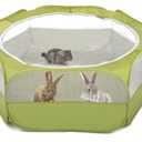Pawaboo Small Animals Playpen, Waterproof Small Pet Cage Tent with Zippered Cover, Portable Outdoor Yard Fence with 3 Metal Rod for Chick/Kitten/Puppy/Guinea Pig/Rabbits/Hamster/Chinchillas,Green