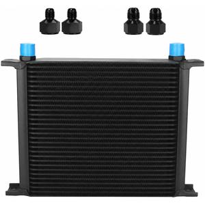 30 Row 10AN AN10 Aluminum Engine Transmission Oil Cooler Kit Stacked Plate With 6AN 8AN Adapter Universal Engine Transmission British Radiator Black