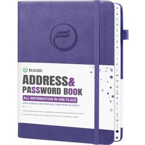 Address Book with Alphabetical Tabs, Large Hardcover Password Book, Address Organizer Keep Track of Phone Numbers, Special Days, Birthdays, Anniversaries and Notes(7x 10, Light Purple)