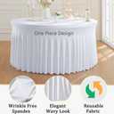 8 Pack Spandex Table Cloth for 60-Inch Round Table, White 120-Inch Stretchy Fitted 5FT Table Cloths With Skirt for Wedding Birthday Banquet