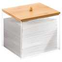 Puricon Acrylic Disposable Facial Towels Holder, Clear Storage Bin with Wood Lid Compatible with Clean Skin Club Towel (NOT Included), Face Towelettes Container for Bathroom Counter -Original