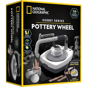 NATIONAL GEOGRAPHIC Hobby Pottery Wheel Kit - 8" Variable Speed Pottery Wheel for Adults & Teens with Innovative Arm Tool, 3 Lb Air Dry Clay & Art Supplies, Crafts for Adults, Craft Kits for Teenagers