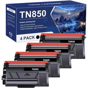 TN850 TN820 High Yield Toner Cartridge TN 850 TN-850 Replacement for Brother TN820 TN-820 TN 820 for HL-L6200DW MFC-L5700DW MFC-L5850DW HL-L5200DW MFC-L5900DW MFC-L6800DW Printer Black Ink 4-Pack