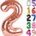 Rose Gold Number 2 Balloon 40 Inch, 2nd Birthday Decoration for Toddlers Girls Boys, Sparkling 2 Number Balloon Party Decor