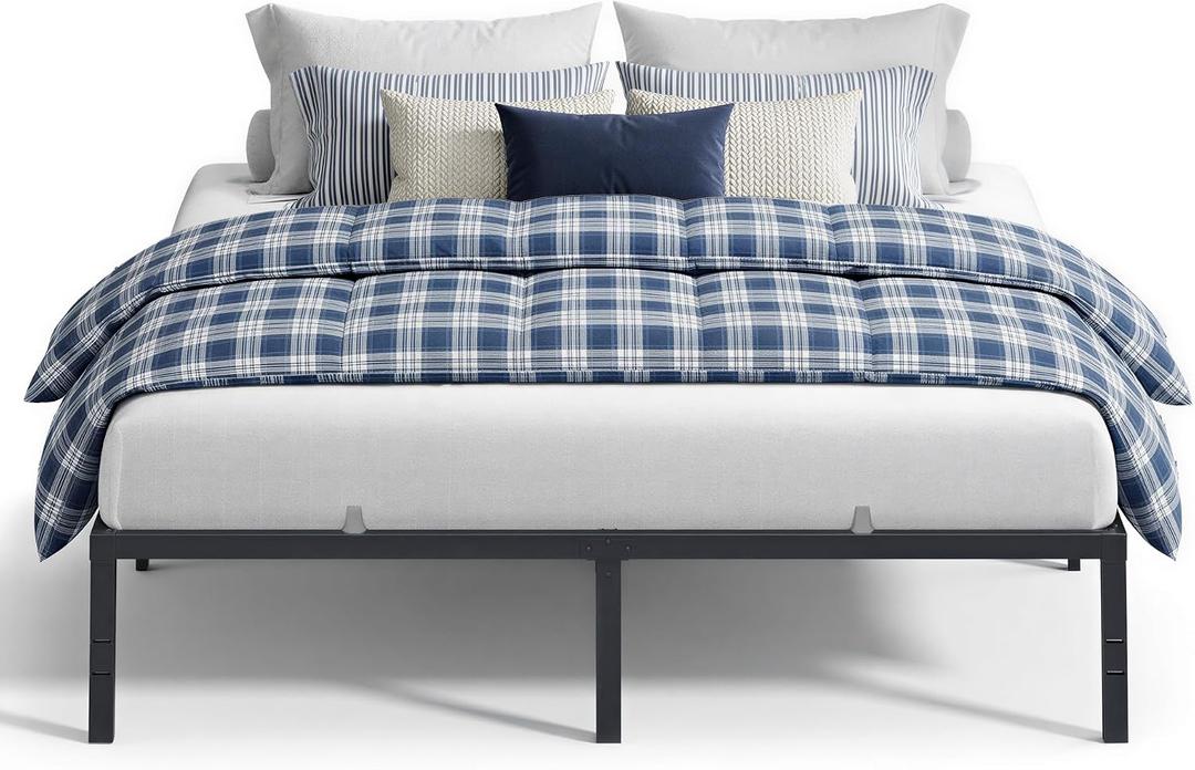 VASAGLE King Metal Bed Frame, 16 Inches Tall, 1100 lb Weight Capacity
Heavy-Duty Platform Bed, No Box Spring Needed, Under-Bed Storage, Mattress Retainers, Easy Setup, URMB664BD02S