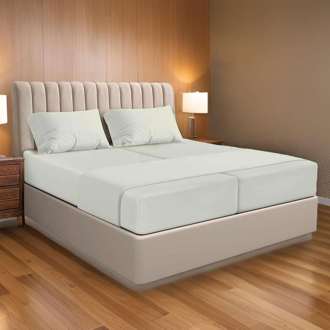 Ready To Rest 100% Egyptian Cotton Split California King Sheets Sets for Adjustable Bed 5 Piece, Fits Mattress Upto 16" Deep, Ultra Soft, Cooling Bed Sheets, Ivory Solid