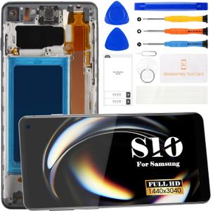 TFT for Samsung Galaxy S10 Screen Replacement for Samsung S10 LCD Digitizer Repair Kits for Samsung S10 Screen Replacement SM-G973U Touch Display Assembly with Frame (Without Fingerprint Function)