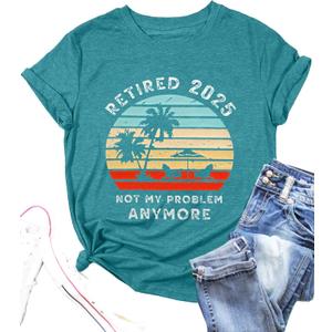 Retirement Shirts for Women 2025 Retired Gifts Funny Graphic Retirement Gift Tshirts (XX-Large, 01-cyan)