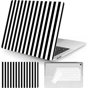 Seorsok Compatible with MacBook Air 13 Inch Case 2022 2021 2020 2019 2018 Release A1932 A2179 M1 A2337 Touch ID,Cute Striped Plastic Hard Shell Case with Keyboard Cover,Black & White Stripes