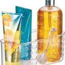 iDesign Hanging Suction Shower Caddy Basket for Bathroom Storage, Set of 2, Clear, Made in USA