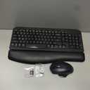 Wireless Keyboard and Mouse Combo – Ergonomic Wave Key, Built-in Leather Soft Palm Rest, 2.4G Full Size, 8 Hotkeys, 6-Button Mouse with 4-Level DPI, Dual USB-A/USB-C, Windows & macOS Compatible, Modern Black