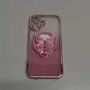 Magnetic Kickstand Glitter Case for iPhone 16 Plus,[Compatible with MagSafe] Cute Bling Sparkly Diamond Butterfly with Camera Protector Makeup Mirror Women Girls Case for iPhone 16 Plus, Pink