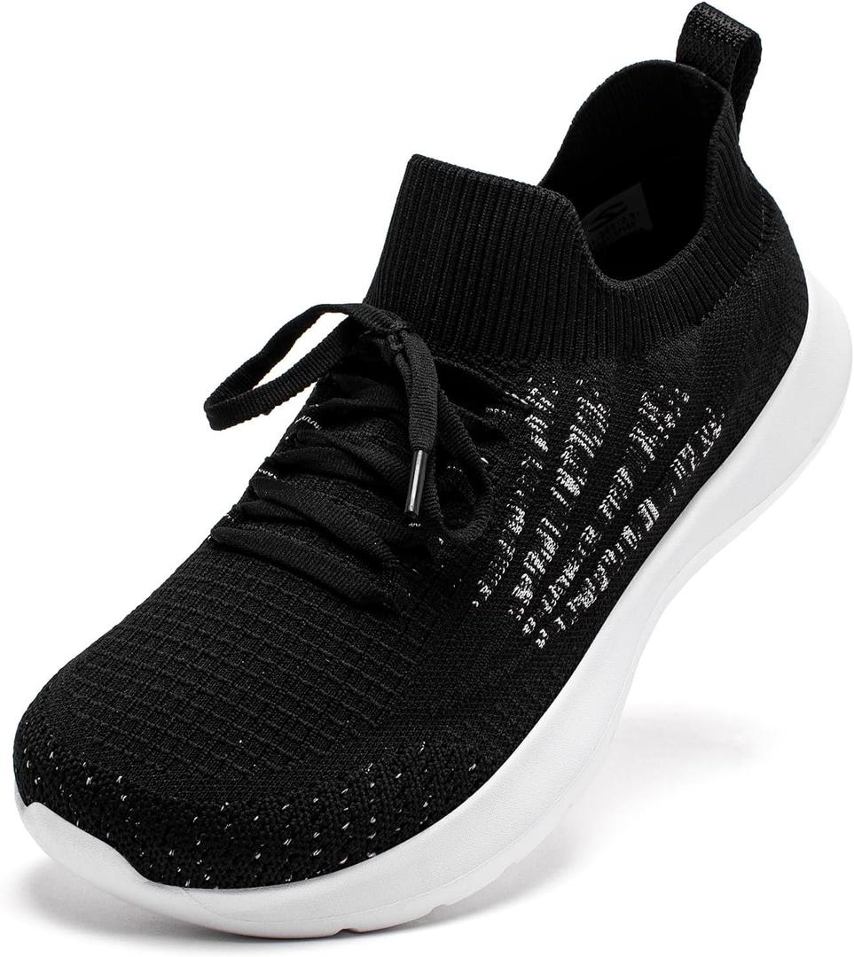 HOBIBEAR Womens Slip On Walking Shoes Mens Comfortable Lightweight Sneakers Grey, 7 Wide Women/6 Wide Men