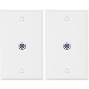 VCE 3GHz Coax Wall Plate UL-Listed, 1-Port Coaxial Cable Wall Plate with Nickel-Plated F-Type Keystone Jack for Coaxial Cables, White 2-Pack