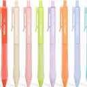 WRITECH Retractable Gel Ink Pens: Fine Point 0.7mm Assorted Color Soft Grip 8ct No Bleed & Smear Extra Smooth Writing Bullet Tip Colored Pen Set for Journaling Coloring
