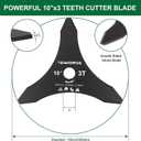 10" x 3 Teeth Brush Cutter Blades Weed Eater Replacement Blades for Gas-Powered Brush Cutters, 2 Set Carbon Steel Trimmer Blades with Adapter Kits, Compatible with Husqvarna, Stihl, Oregon Weedwacker