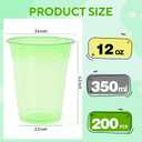 200 Pack Green Clear Plastic Cups 12 oz Disposable Drinking Cups for Wedding Green Birthday Party Supplies