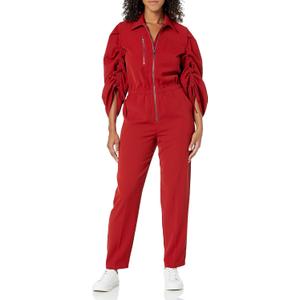 The Drop Women's Flame Scarlet Zip Front Woven Jumpsuit by @kass_stylz (X-Large)