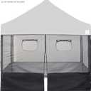 E-Z UP Food Booth Sidewall Kit, Set of 4, Fits 10' x 10' Straight Leg Canopy (Canopy/Shelter NOT Included), Includes 2 Roll-Up Serving Windows, Commercial Grade Mesh, Black