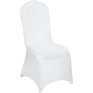 VEVOR 150 Pcs White Chair Covers Polyester Spandex Chair Cover Stretch Slipcovers for Wedding Party Dining Banquet Flat-Front Chair Cover (150PCS, White-a)