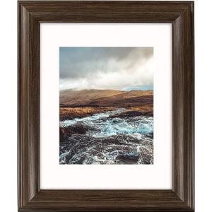 Golden State Art, 11x14 Brown Color Photo Frame, 2-inch wide, with Ivory Mat for 8x10 Picture & Real Glass