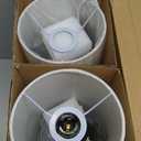 HiBay 2-Pack 17.75" Dimmable Bedside Table Lamps with 2 USB Charging Ports & AC Outlet, Modern White Nightstand Lights with Round Fabric Shade for Bedroom Living Room Office, Bulb Included